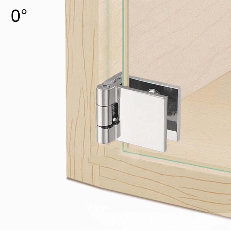 2 Pcs Glass Door Hinge Cupboard Showcase Cabinet Hinge Durable Glass Clamp Home JAN88