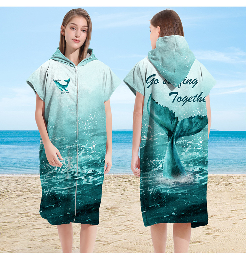 Strandtuch mit Kapuze für Männer und Frauen, Kapuzenhandtücher, Bademantel für Erwachsene, schnell trocknend, leicht, weich, Mikrofaser-Poncho, Bademantel: Lila