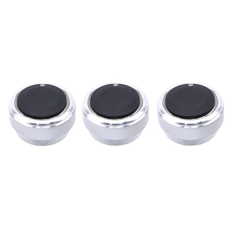 3pcs/Set 4 Colors Car AC Knob Aluminum Alloy Air Conditioning Heat Control Switch Accessories: Silver