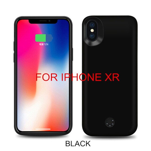 6000mAh Portable Battery Charging Case For iPhone Xs Max Backup Battery Case For iPhone XR External Power Bank Charger Cover: Black For iPhone XR