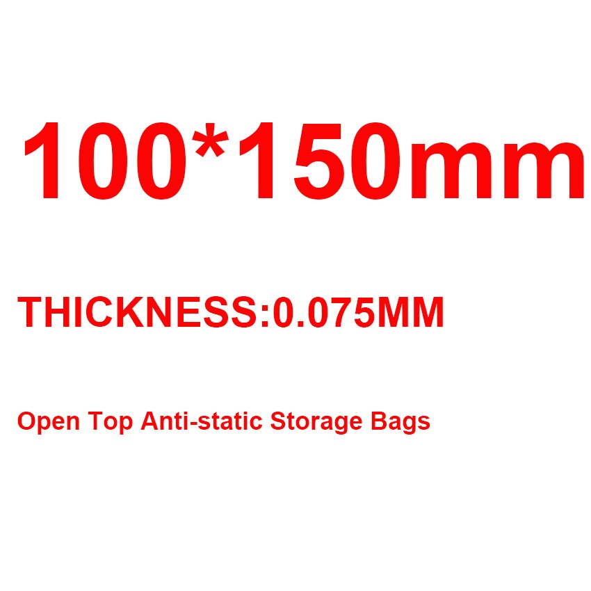 100pcs/lot Open Top Anti-Static Shielding Plastic Pack Packaging Bags ESD Anti Static Packing Bag Antistatic Storage Bag: 100x150mm