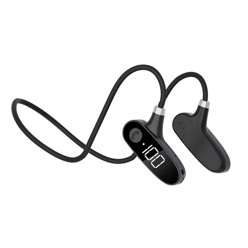 Auricolari a conduzione ossea  h18 auricolari tws impermeabili con display digitale auricolari sportivi wireless auricolari a conduzione ossea: Rosso