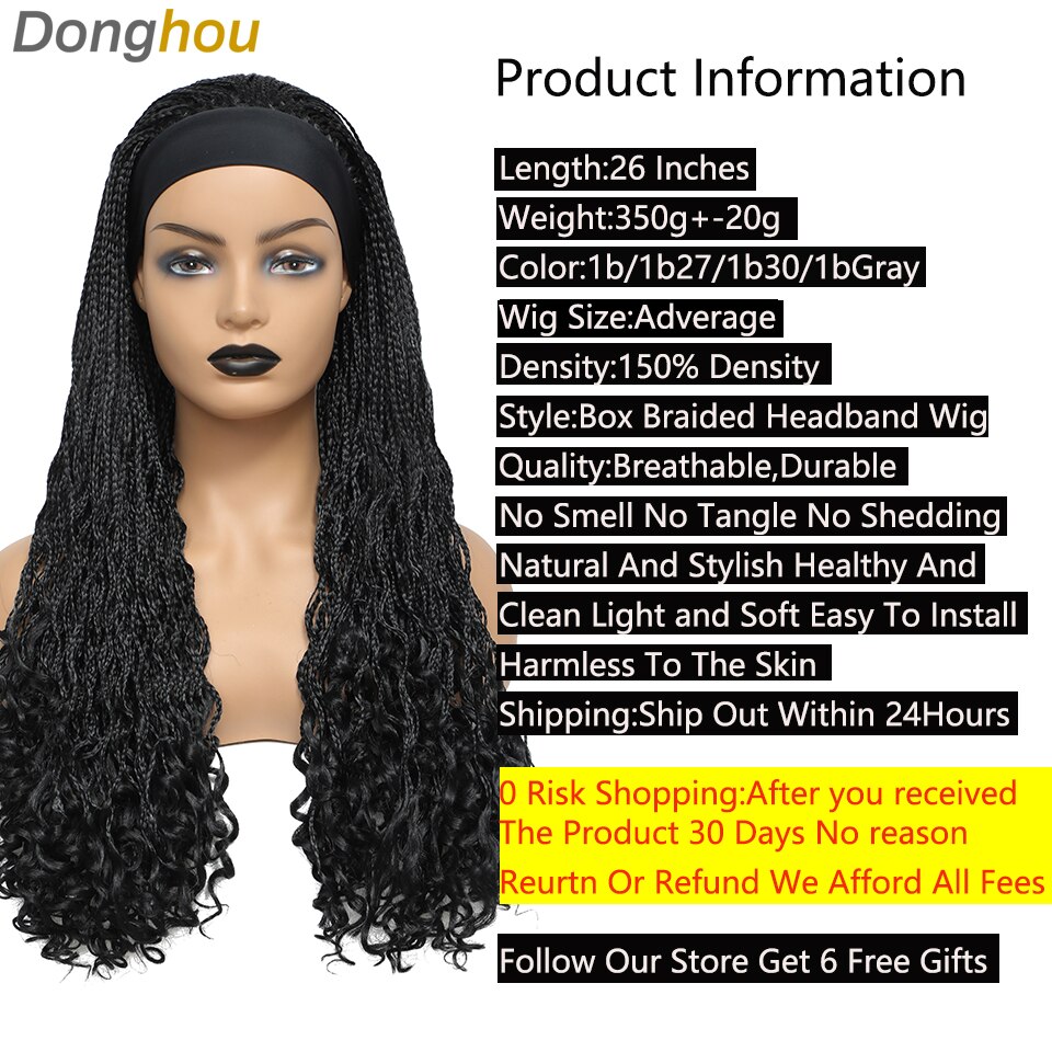 26 zoll Lange Kasten flechten Stirnband Perücke Perruque Bandeau Femme Ombre blond Mikro Zöpfe 1b 27 30 Grau Farbige Lockige stirnband Perücke