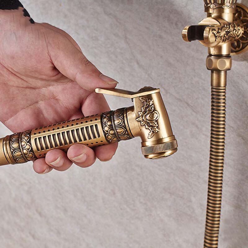 ULGKSD Bathroom Faucet Washing Machine Bidet Replacement Spout Antique Brass Wall Mounted Sprayer Nozzle