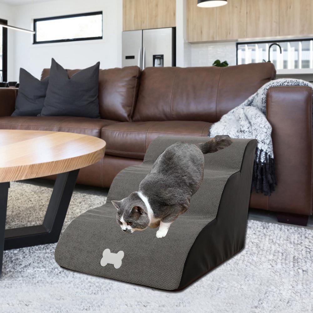 Pet Cat Dog Stairs Ladder Small Dag Cat Bed Stairs Steps Kitten Puppy Ramp Sofa Bed Ladder Anti-slip Removable Dogs Bed Stairs