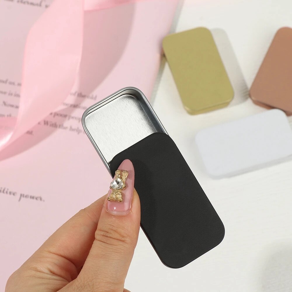 Mini caja de hojalata vacía Rectangular de Metal, contenedores portátiles con bisagras, organizador pequeño de empuje de hojalata, cajas de dulces para píldoras