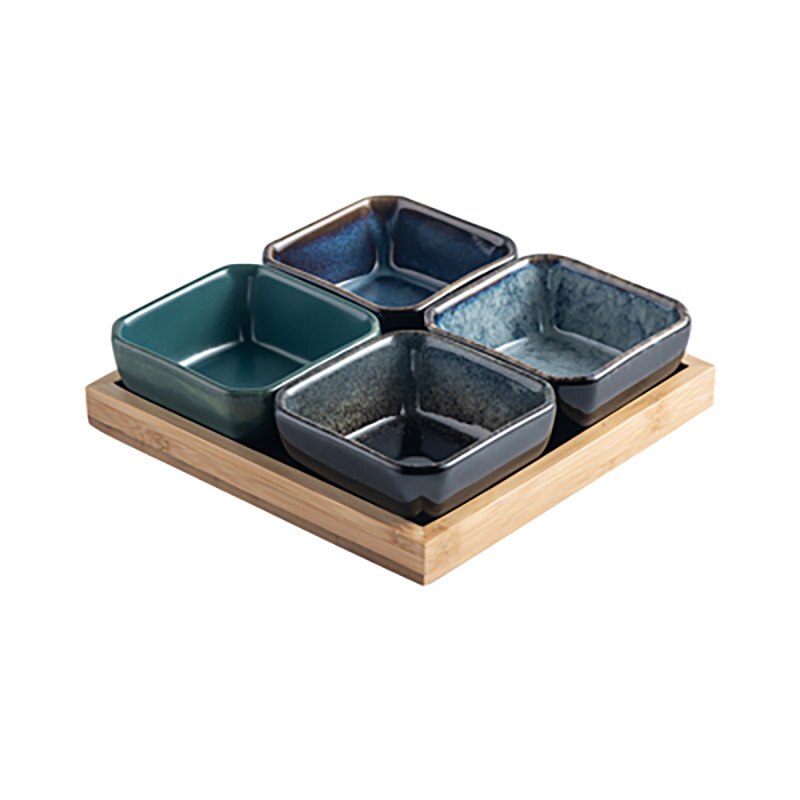 Fruit snack plate, ceramic pot restaurant side dish dipping saucer, dried fruit plate, divided snack plate: D4
