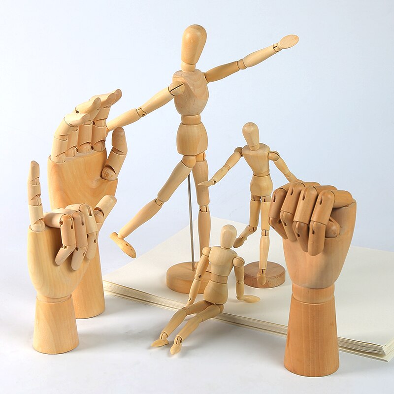 sterben 5.5/8/12 Zoll Holz Comic Werkzeuge Aus Holz Modell Marionette Gemeinsame Puppe Skizze Modell, weiblich Rechten Hand Männlichen Verknüpfungen Hand Kunst Liefert
