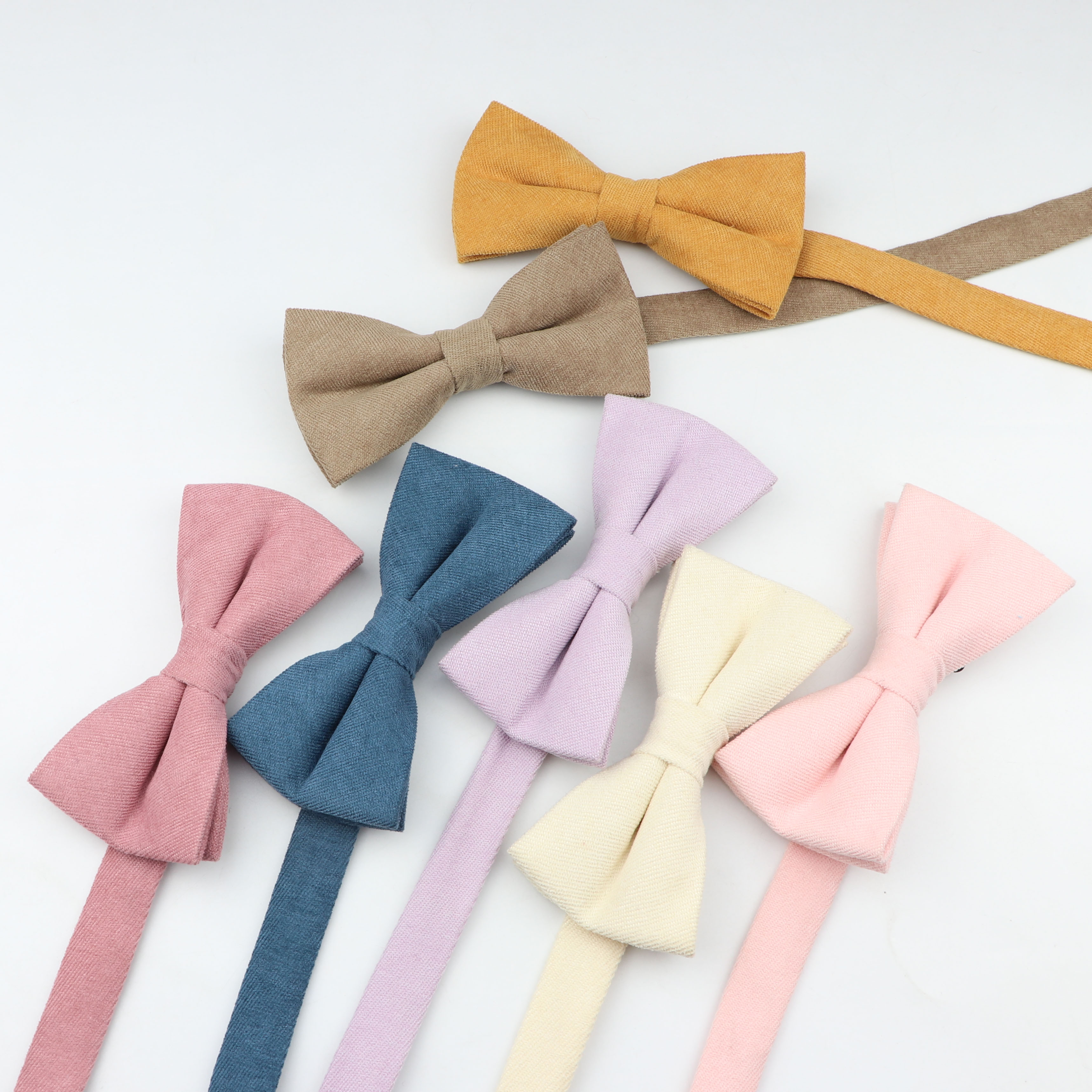 Nœud papillon en microdaim doux pour homme, couleur unie, Flexible, lisse, mat, motif décoratif, en coton