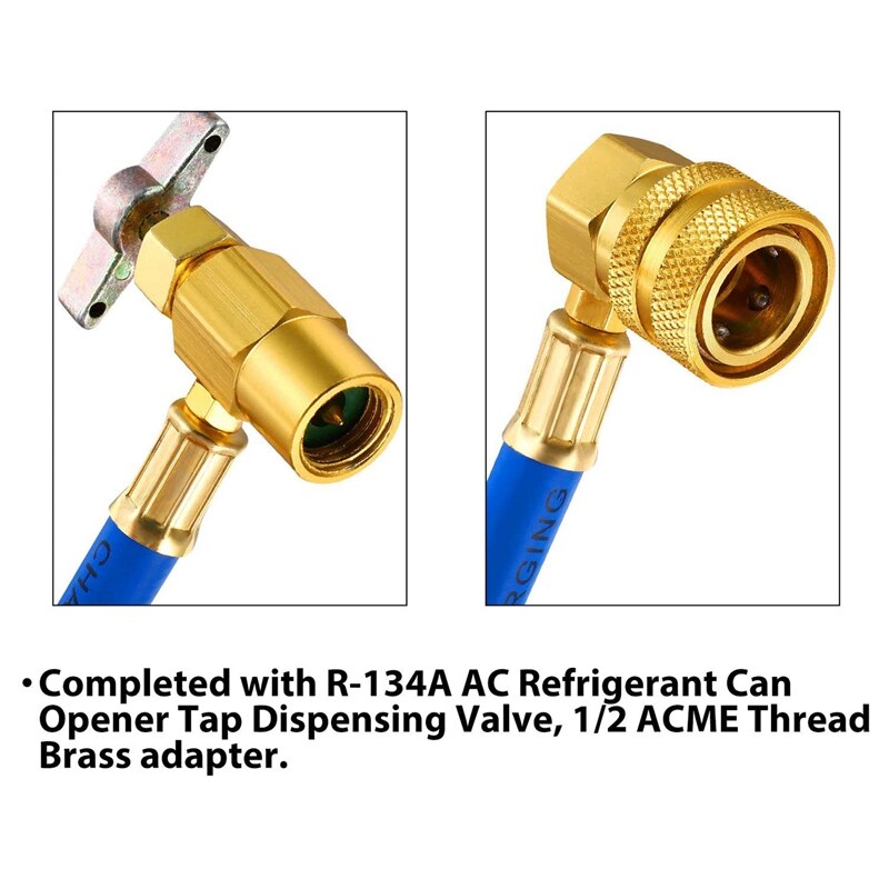 NewBPV31 Hose Refrigerant Valve,Piercing Tap Valve Kits U- Charging Hose Refrigerant Tap with R134A R12/R22 AC 1/2 Replace