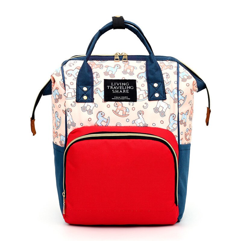 Luiertas Stijl Koreaanse Stijl Multi-Functionele Grote-Volume Rugzak Tas Verpleging Aanstaande Mother 'S Tas: 3390 Red with Blue