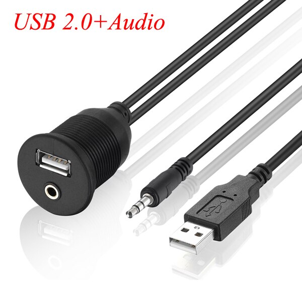 Bochara Usb Inbouw Panel Usb 2.0 Usb 3.0 3.5Mm Extension Dashboard Kabel Voor Auto Motorfiets: USB 2.0 Set / 2m