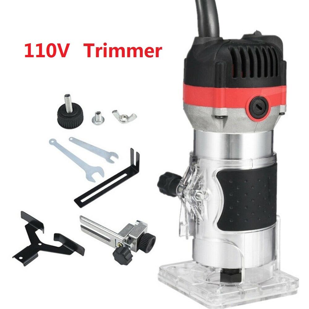 800W 30000Rpm Houtbewerking Elektrische Trimmer Hout Frezen Graveren Steken Trimmen Machine Hand Carving Machine Hout Router: 110V trimmer