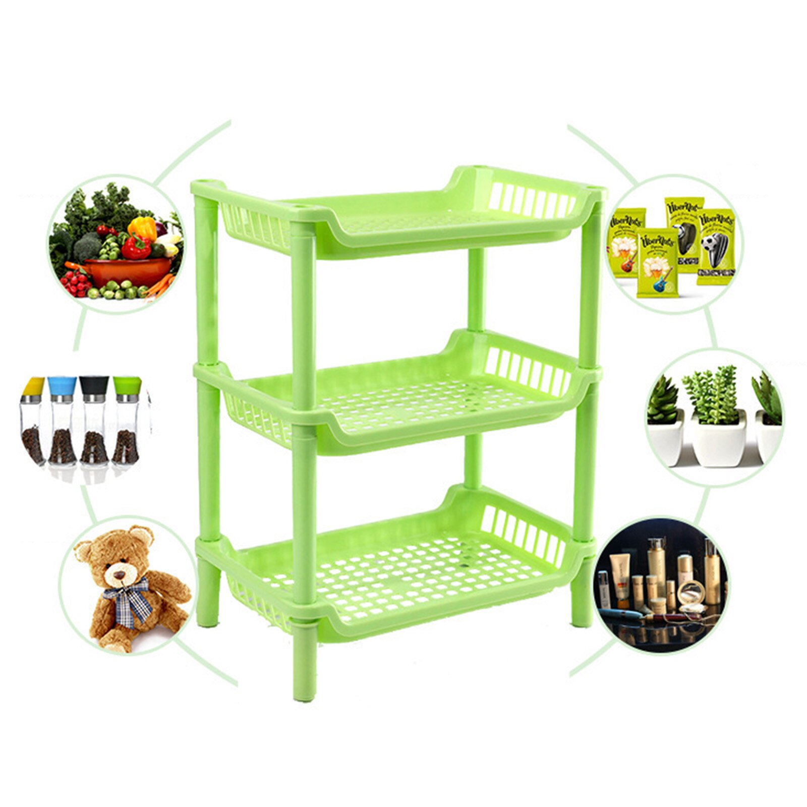 Three-layer Multi-purpose Shelf Plastic Floor-to-ceiling Bathroom Storage Shelf Home Shoes Storage Rack