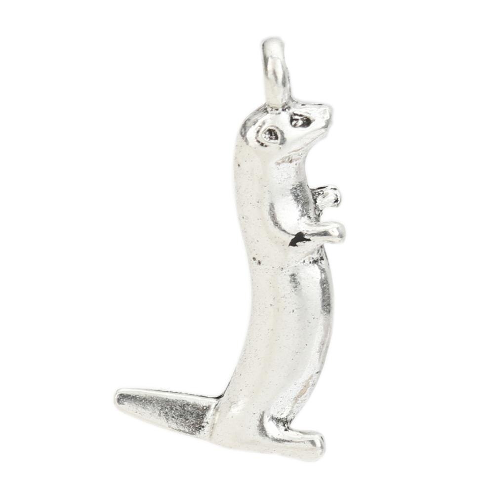 Doreenbeadszinc baseou a liga 3d encantos lontra animal antigo cor prata 26mm x 13mm, 10 pces