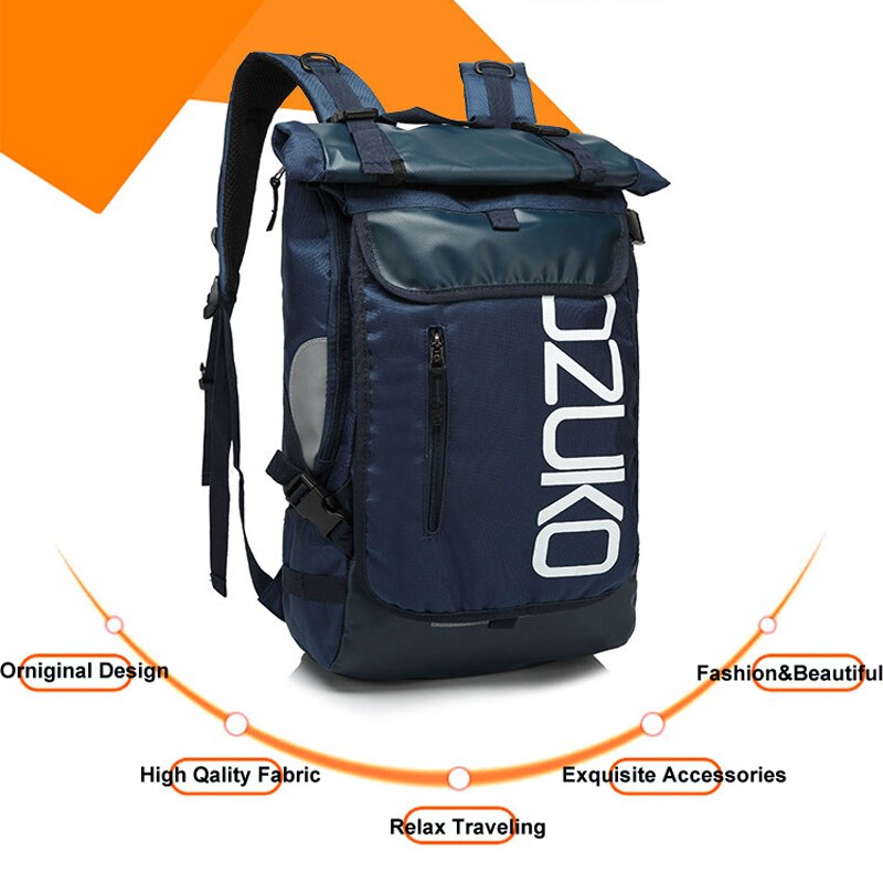 Ozuko Mannen Back Pack 15.6 "Laptop Rugzak Grote Capaciteit Rugzak Waterdichte Mochila Reistassen Voor Mannen Mode Sport tas