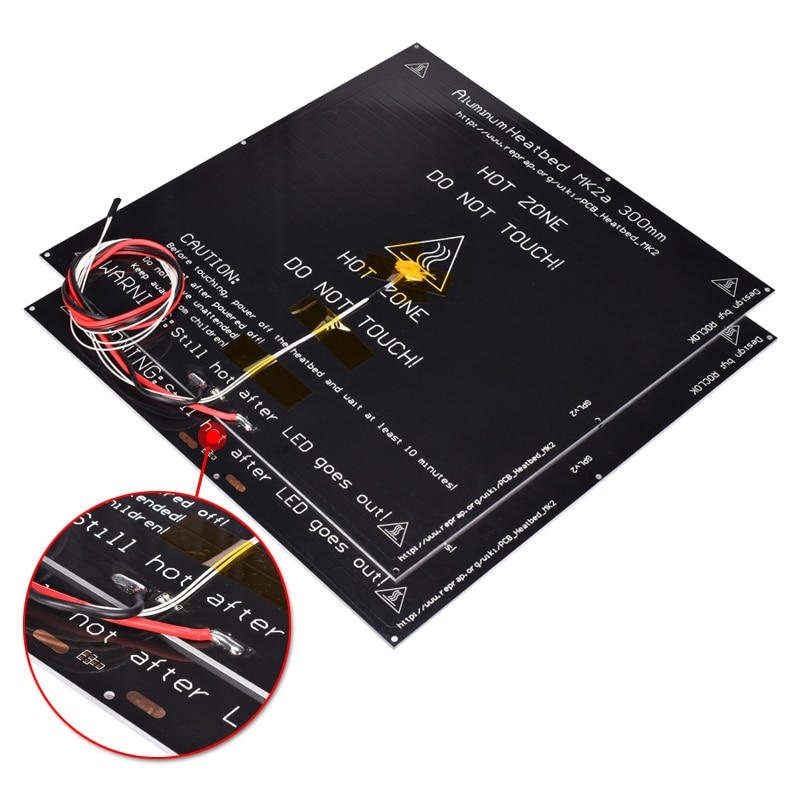 Plaque chauffante en aluminium MK2A MK2A 300*300*3mm noir 12 V 24 V pour rampes Mendel RepRap 1.4 pièces d'imprimante 3d lit chauffant
