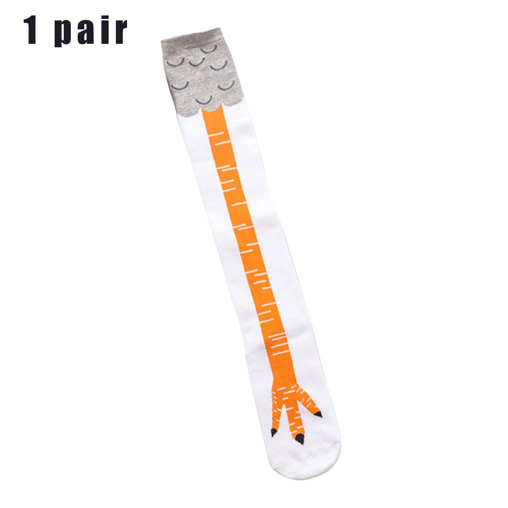 1Pair Funny Chicken Knee Length Socks Thigh High Stocking Cartoon Animal Paw Toe Feet Fitness Socks Winter Autumn: Fluorescence Yellow
