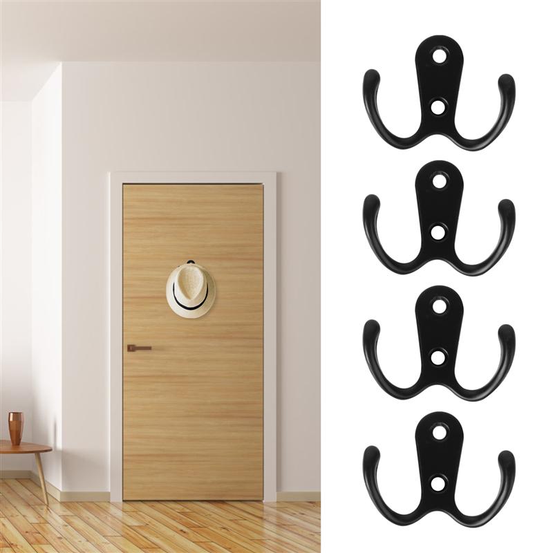 10pcs 2-Pronged Coat Hooks Wall-Mounted Hooks Zinc Alloy Coat Hooks Organizer 2 Hole Towel Hanger For Coats Hats Clothing