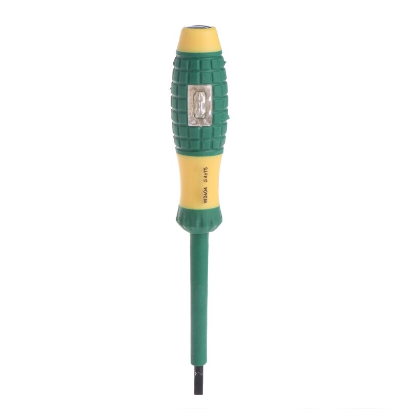 Geel Groen Elektrische Tester Pen 220V Schroevendraaier Power Detector Sonde Industrie Voltage Test Pen Diameter 4mm