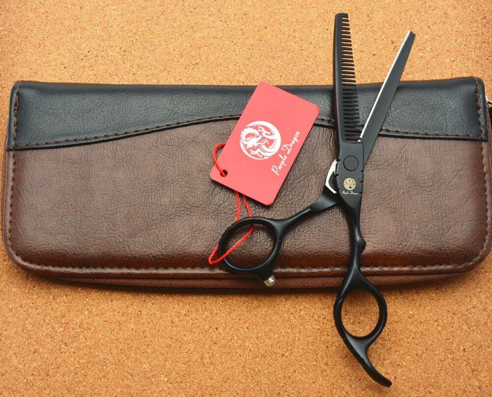 5.5 ''fioletowy smok JP 440C czarny nożyczki fryzjerskie nożyce robić cięcia degażówki profesjonalne nożyczki robić włosów ludzkich Z1010