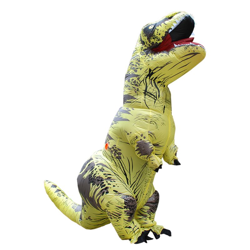 Inflatable Dinosaur Cosplay Costume Child Adults Halloween Blowup Outfit: Children / Yellow