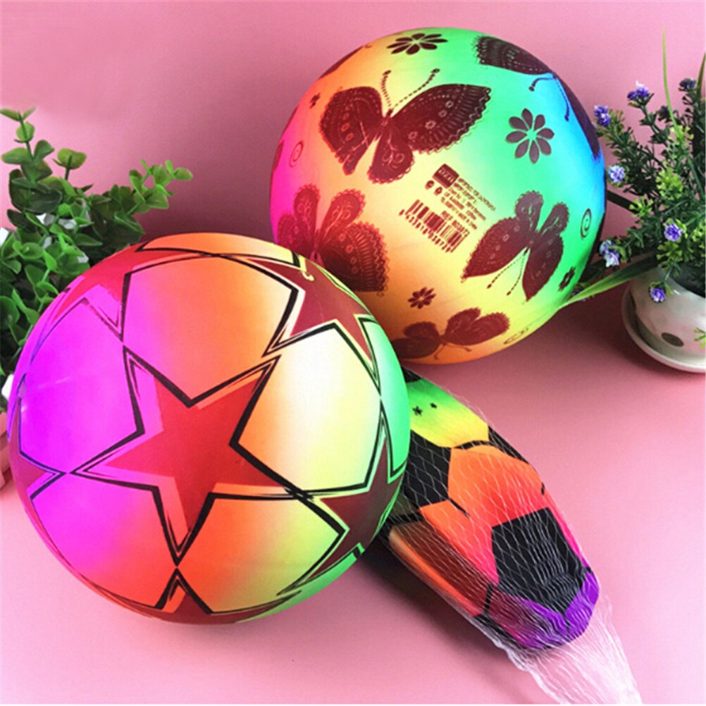 Beach Volleyball Inflatable PVC Blow UP Rainbow Football Play Balls Summer Fun