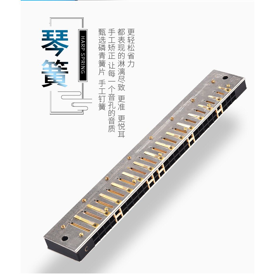 28 Holes Chromatic Harmonica C Key Slive Mouth Organ Portable Tremolo Mini Harps Woodwind Instruments