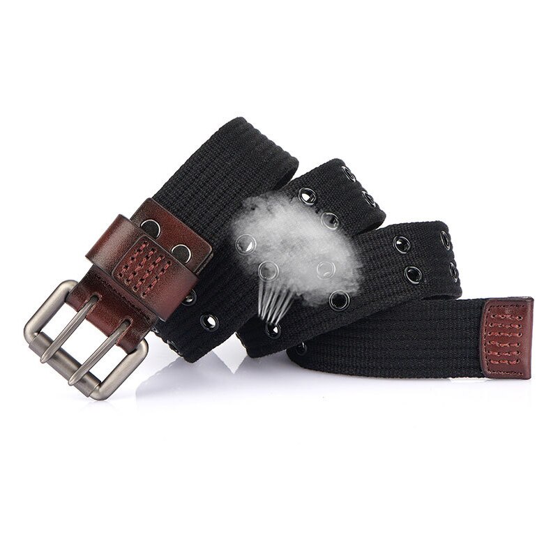 Medyla Canvas Riem Dubbele Pin Gesp Dubbele Gat Mode Toevallige Riem Voor Mannen En Vrouwen Student Riem MN2021A