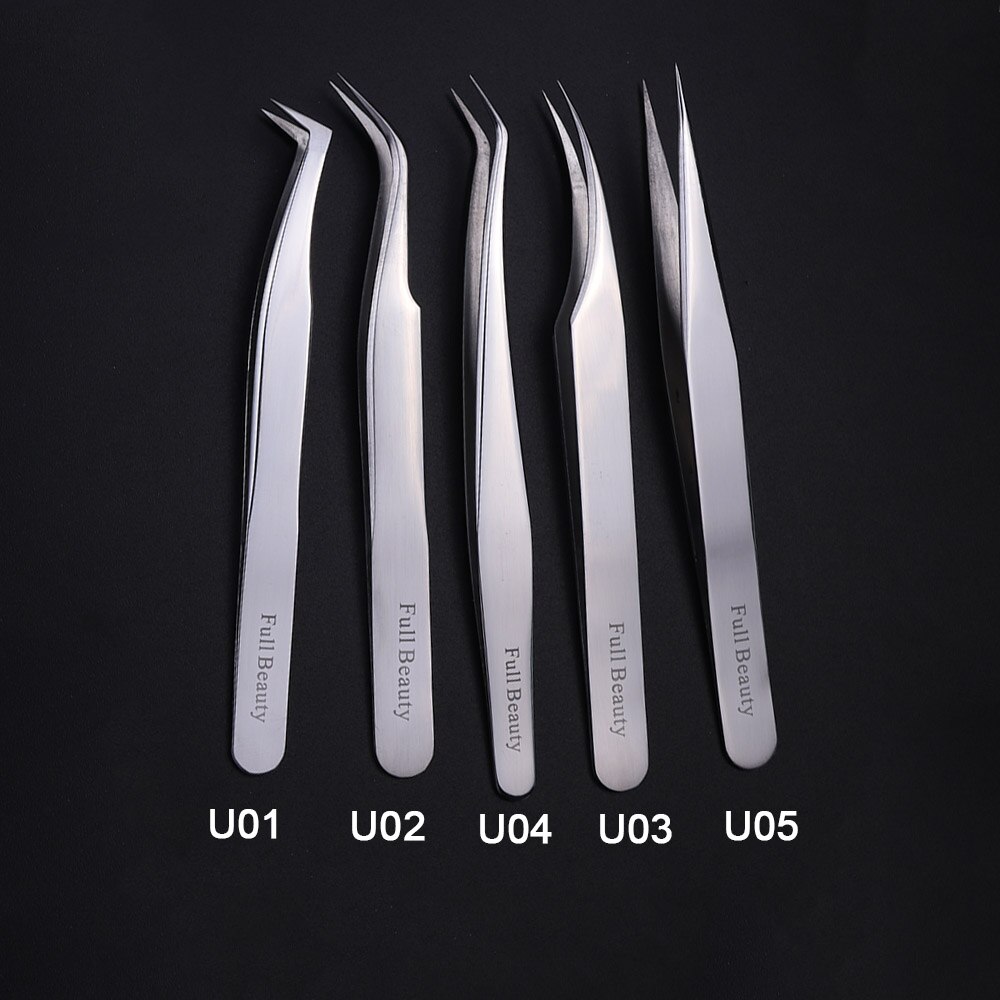 Edelstahl Wimpernzange Set 4-teilig Mit Pinsel & Tasche – Präzise Für Wimpernverlängerung