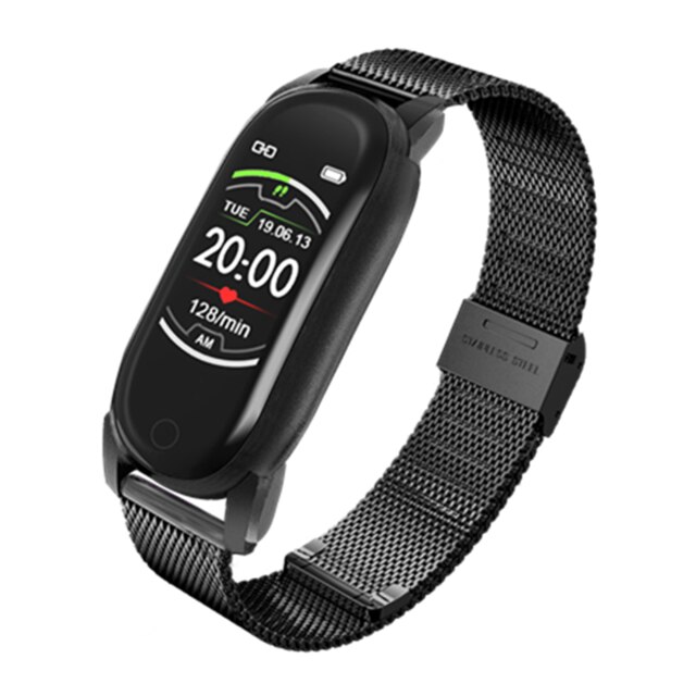 Bysl YD8 Smart Polsband Temperatuur Vrouwen Smart Armband Fitness Tracker Voor Android Ios Lange Standbysmart Horloge: Metal Black