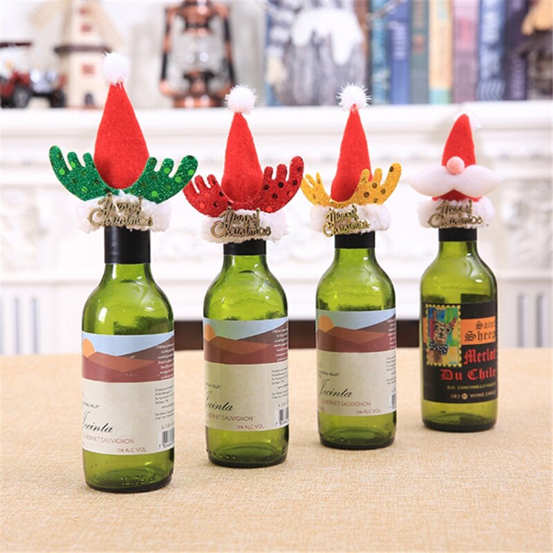 5 Stks/set Kerst Wijnfles Cover Hoed Tafel Decor Kerst Fles Cap Party Kerst Fles Cap Decoratie