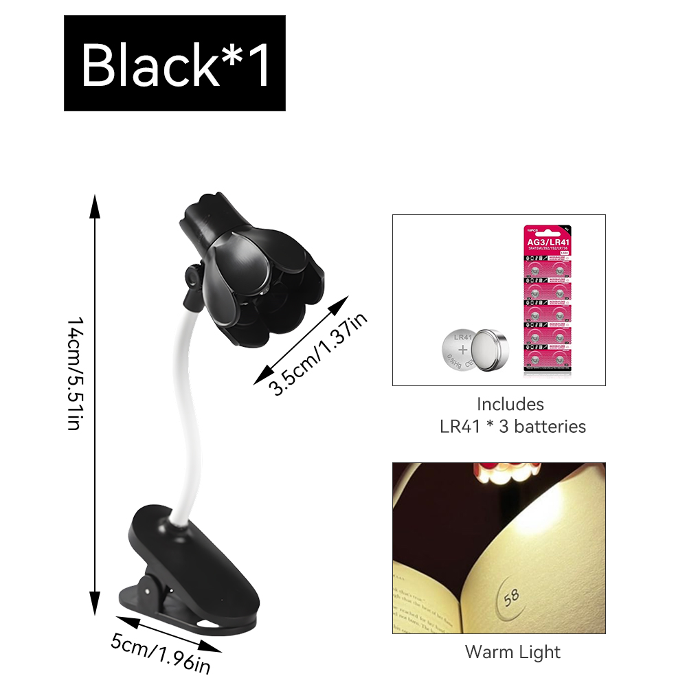 1pc justerbare klokkeformede led-boklamper med klips, dekorativ bordlampe for skrivebord, øyebeskyttelse for boklesing: Foranderlig