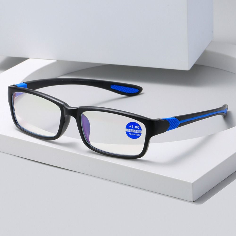 Gafas de lectura ultraligeras TR90 para hombres, lentes ópticas con bloqueo de luz azul para presbicia, hipermetropía + 1,0 + 1,5 + 2,0 + 3