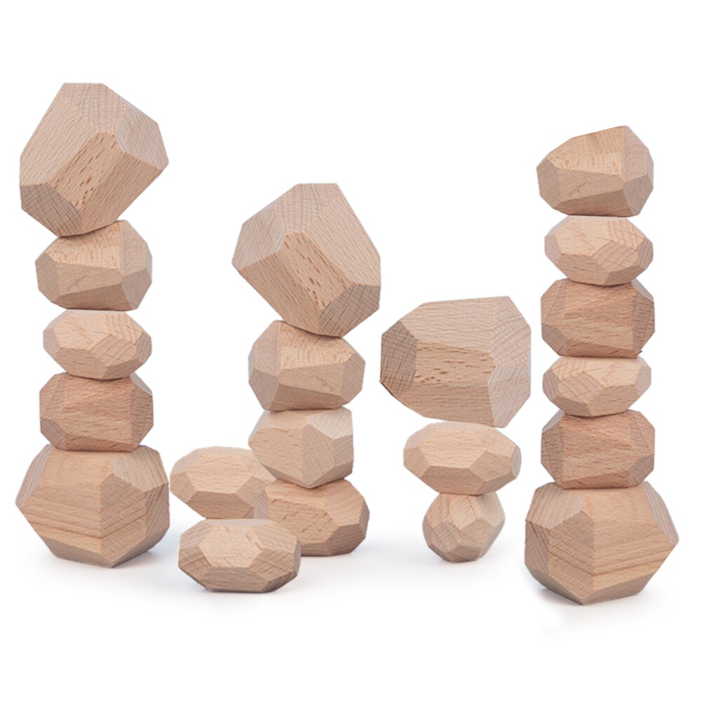 Children's Wooden Colored Stone Jenga Building Block Educational Toy Nordic Style Stacking Game Rainbow Wooden Toy: D