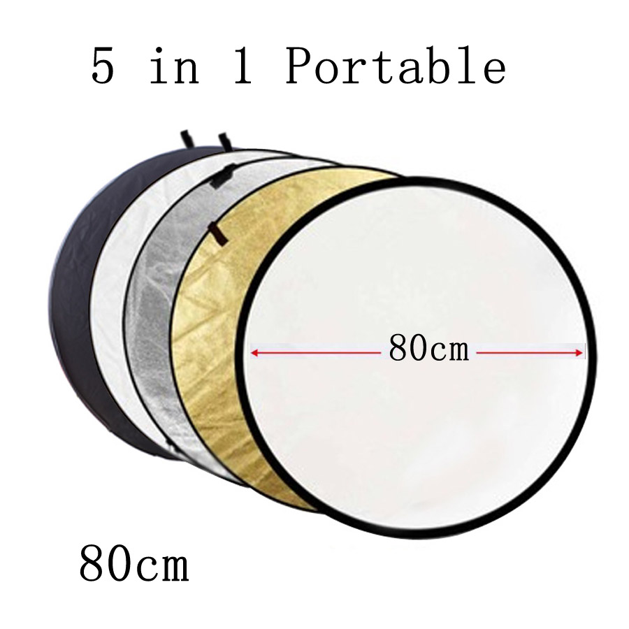 Reflector de fotografía bizoé 80cm 5 en 1 portátil plegable luz redonda para estudio Multi disco fotográfico reflector de estudio al aire libre