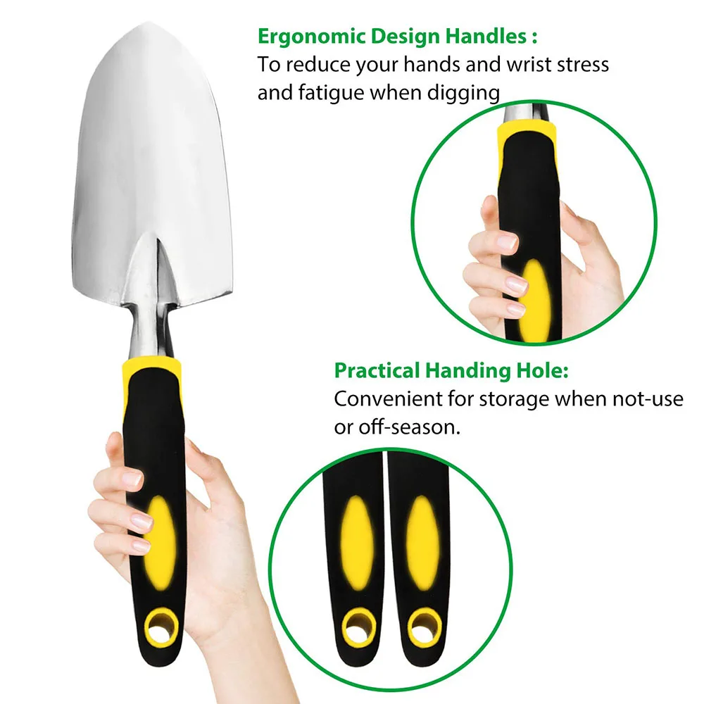 Tuingereedschapset 4-pack met troffel, cultivatorhandhark, transplantatietroffel, tuinhandschoenen voor wieden, grond losmaken