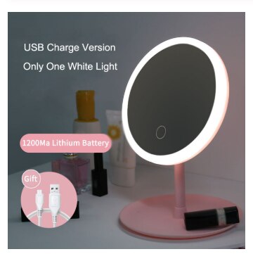 Led Light Makeup Mirror Storage LED Face Mirror Adjustable Touch Dimmer USB Led Vanity Mirror Table Desk Cosmetic Mirror: Red
