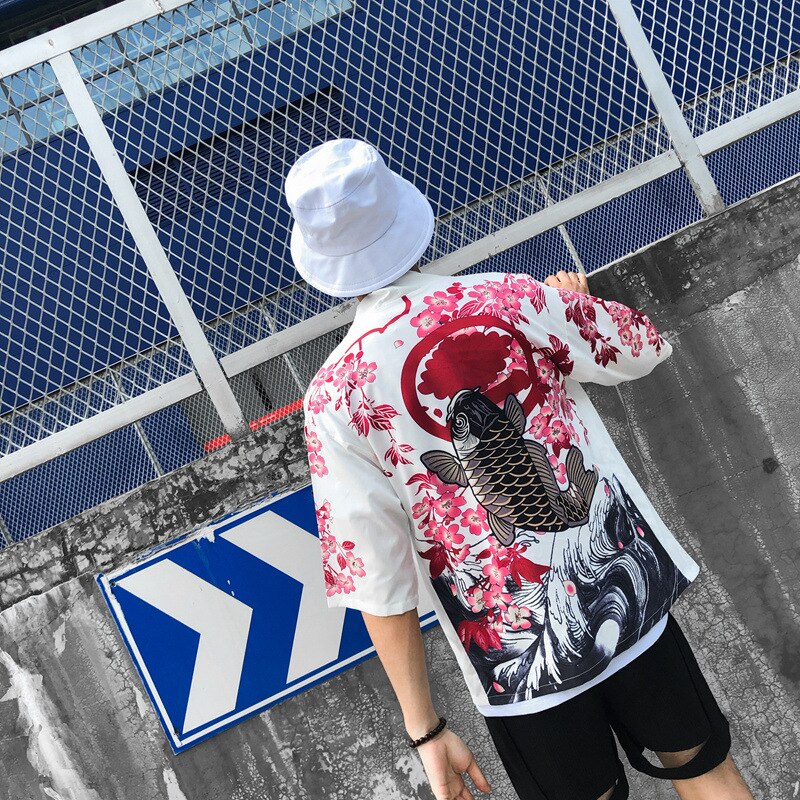 Japanischen orientalisch Kran Sakura Kimono Haori Strickjacke Chinesischen Seetang-anzug Ukiyo-e Schlecht Kleid Pyjama für Frau Mantel Outfits: Farbe8