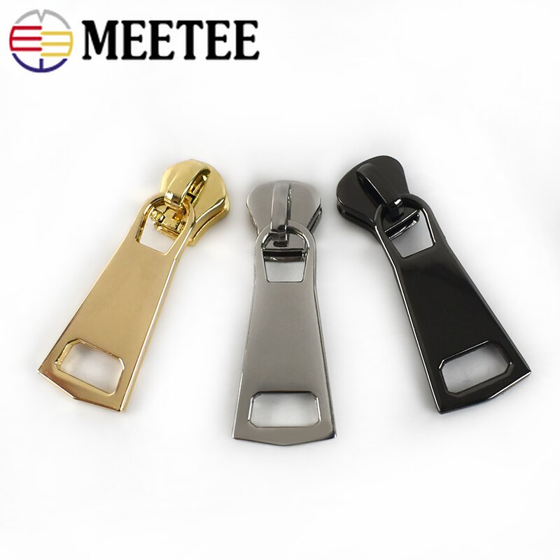 Meetee 10pcs 8# 15# Alloy Zipper Silder for Resin Zips Head Metal Puller for Jacket Zip Repair Kit DIY Garment Sew Zipper Silder