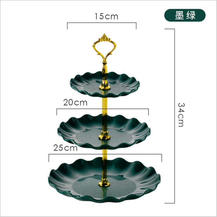 European Three-layer Cake Stand Wedding Party Dessert Table Candy Fruit Plate Cake Self-help Display Home Table Decoration Trays: green