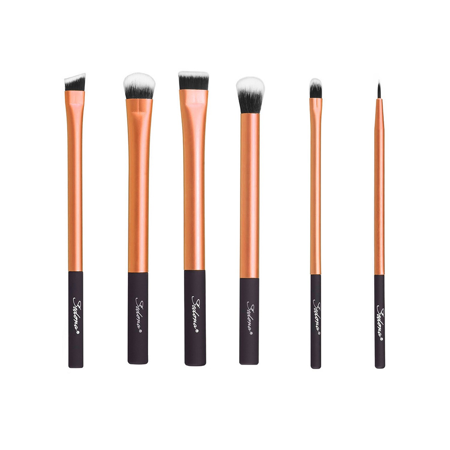 Sedona hämmästyttävä kultainen meikkiharjasetti, jossa pehmeä tiivis synteettinen karva alumiiniholkki ja muovinen kahva: Sd03