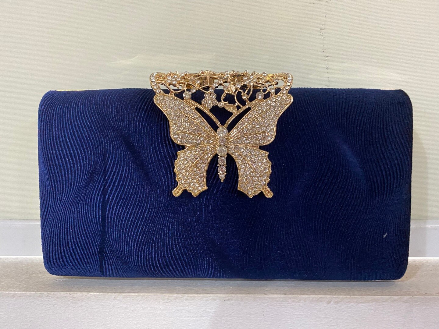 Rhinestone Vlinder Patroon Vrouwen Clutch Bag Avond Party Wedding Bridal Koppelingen Purse Schoudertassen Gouden Bolso Mujer: blue