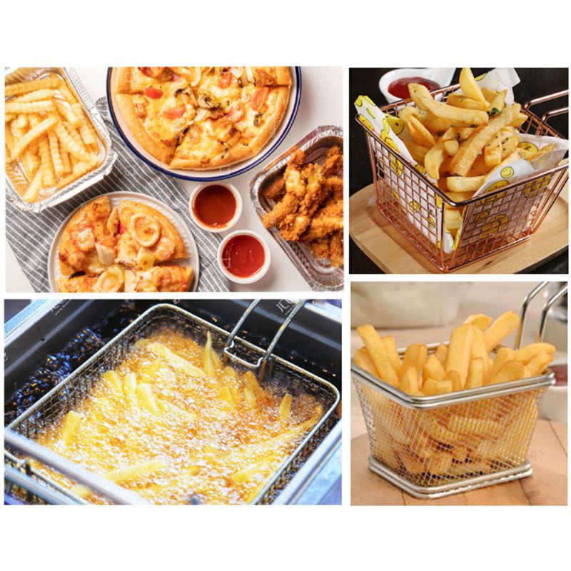 Stainless Steel Metal Basket French Fries Basket Mini Frying Storage Holder Serving Food Presentation Cooking Tools Kitchen Hou