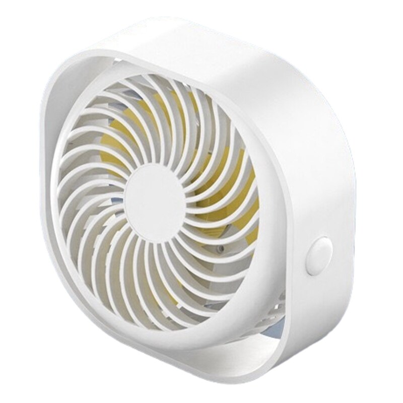 Usb Fan Stille Bureau Ventilator Met 2000Mah Batterij Mini Draagbare Ventilator 360 Rotatie Tafel Ventilator 3 Snelheden: White