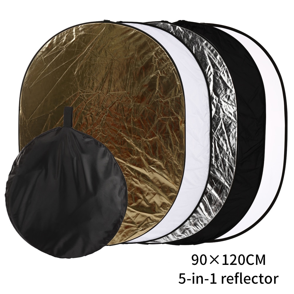 Sh 90 x 120cm 5- in -1 mehrscheiben-diffusor, ovaler reflektor, tragbar, zusammenklappbar, mit tasche für fotostudioaufnahmen