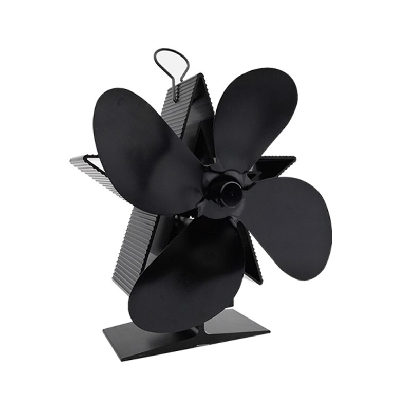 Kerst open haard 4 bladen warmte aangedreven kachel ventilator houtkachel open haard ventilator efficiënte warmteverdeling: Zwart