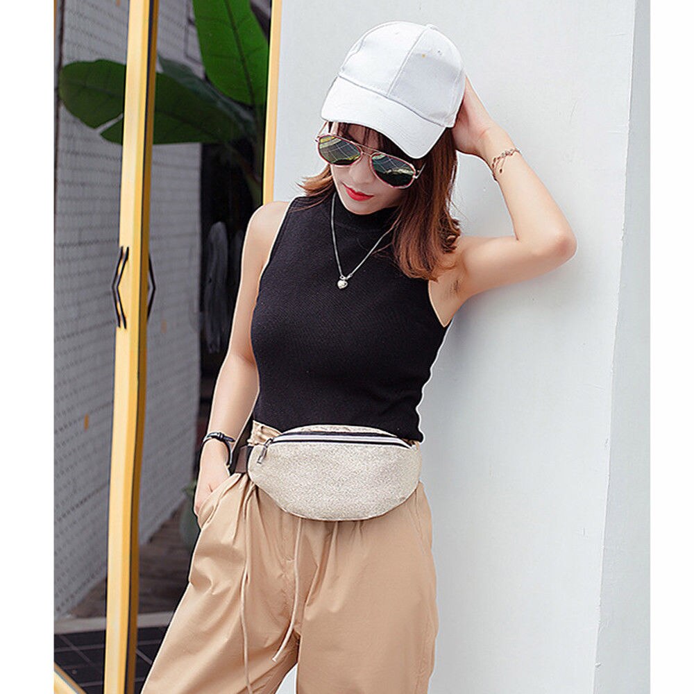 Vrouwen Omkeerbare Mermaid Sequin Glanzend Taille Fanny Pack Belt Bum Bag Pouch Hip Purse Stijlvolle Cool Taille tassen