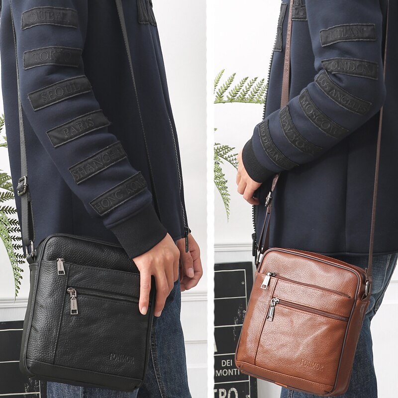 FONMOR Eenvoudige Mannen Retro Echt Leatherr Mannen Schoudertas Flip Messenger Bag Reizen Messenger Bags