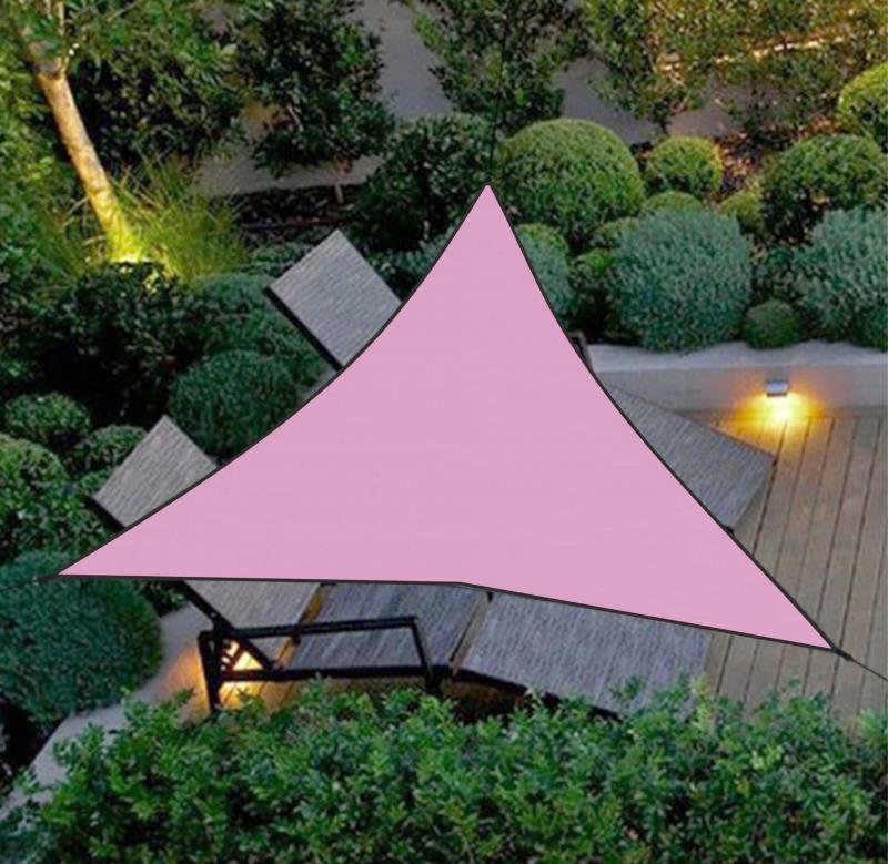 3X3X3m Family Patio Swimming Pool Triangle Fixed Oversized Waterproof Awning Canopy Courtyard Sun Shade Cloth Tent With Rope: 03 pink 3X3X3m